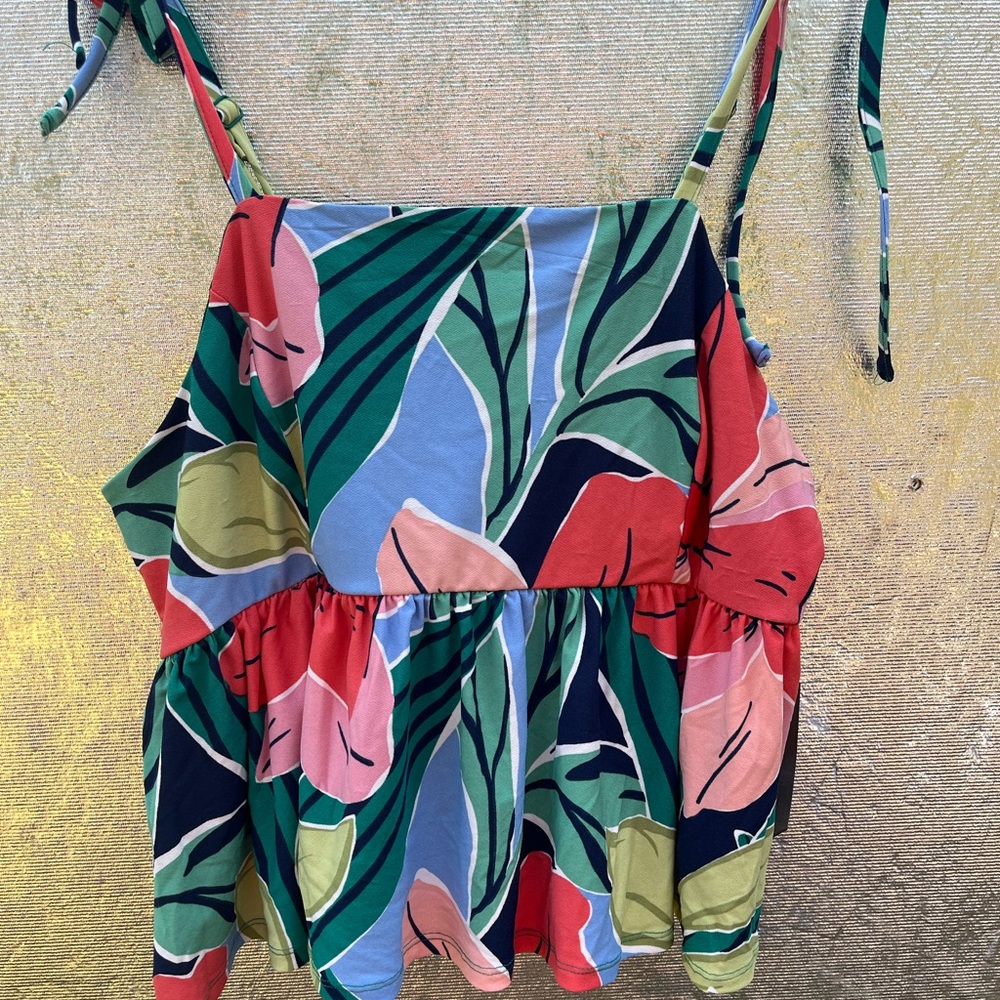 Lily White Vibrant Leaf Pattern Tank Top